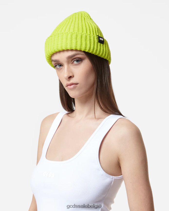 Gele katoenen muts Heren GCDS limoen accessoire 4600VF237