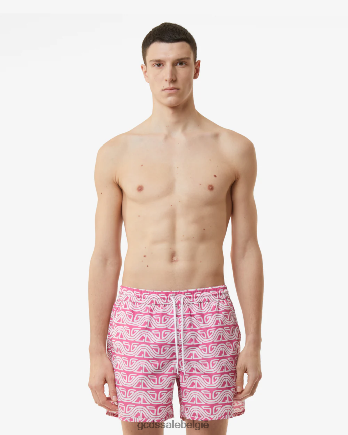 All-over zwemshort met golvende logoprint Heren GCDS fuchsia kleding 4600VF158