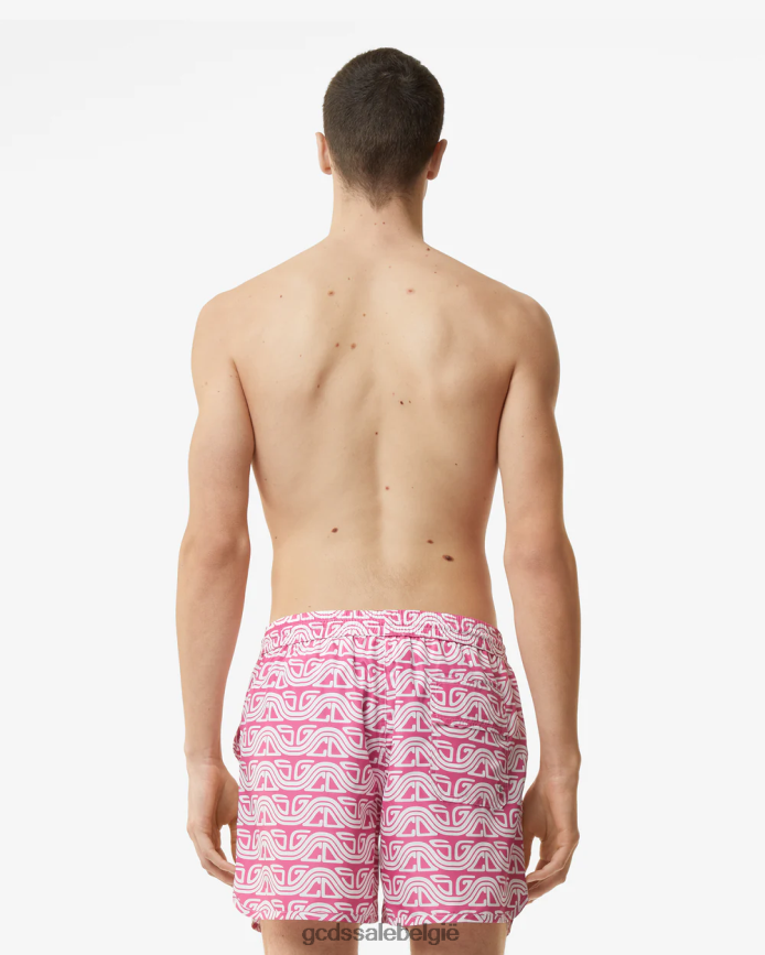 All-over zwemshort met golvende logoprint Heren GCDS fuchsia kleding 4600VF158