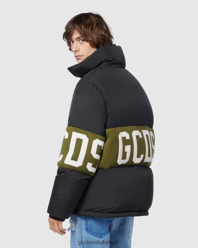 Gewatteerd jack met logoband Heren GCDS militair groen kleding 4600VF13
