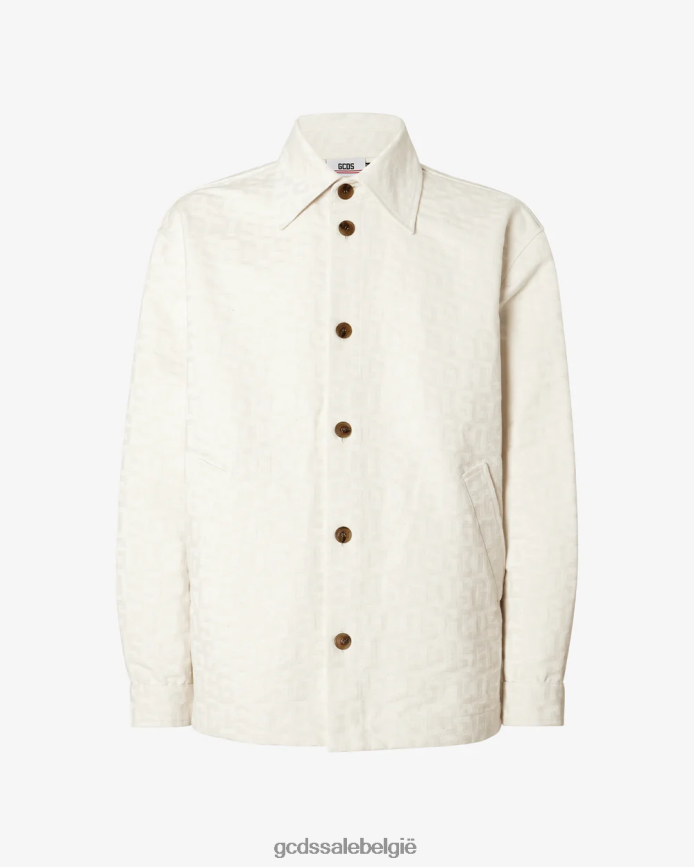Katoenen overshirt met monogram Heren GCDS gebroken wit kleding 4600VF2
