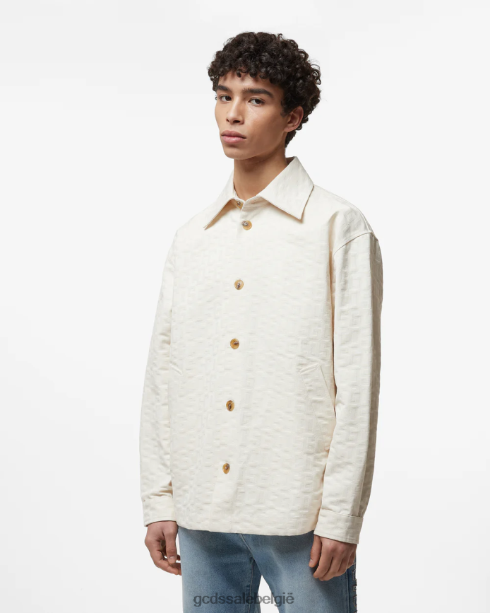 Katoenen overshirt met monogram Heren GCDS gebroken wit kleding 4600VF2
