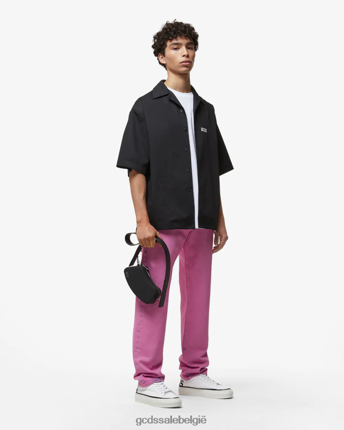 gebleekte denim met rechte pasvorm Heren GCDS fuchsia kleding 4600VF119