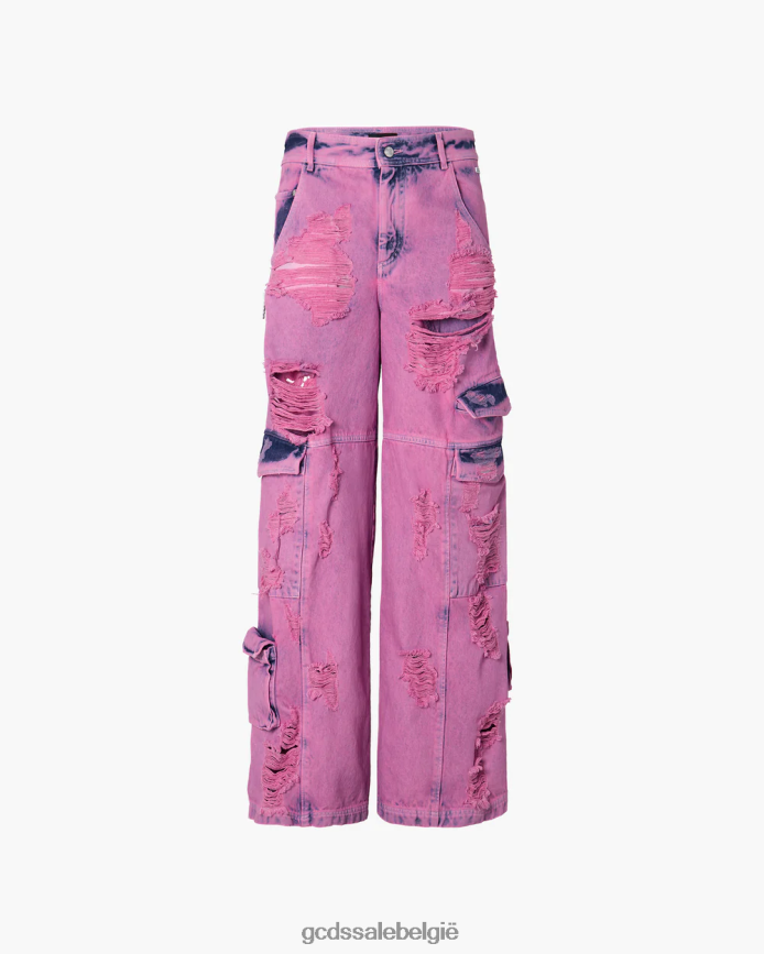 gebleekte ultracargo denim broek Heren GCDS fuchsia kleding 4600VF117