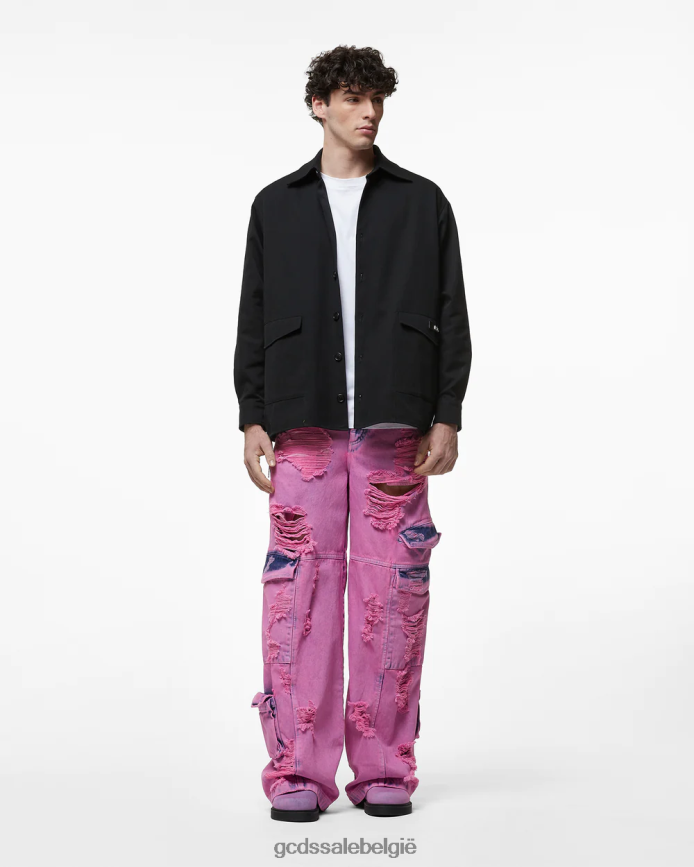 gebleekte ultracargo denim broek Heren GCDS fuchsia kleding 4600VF117