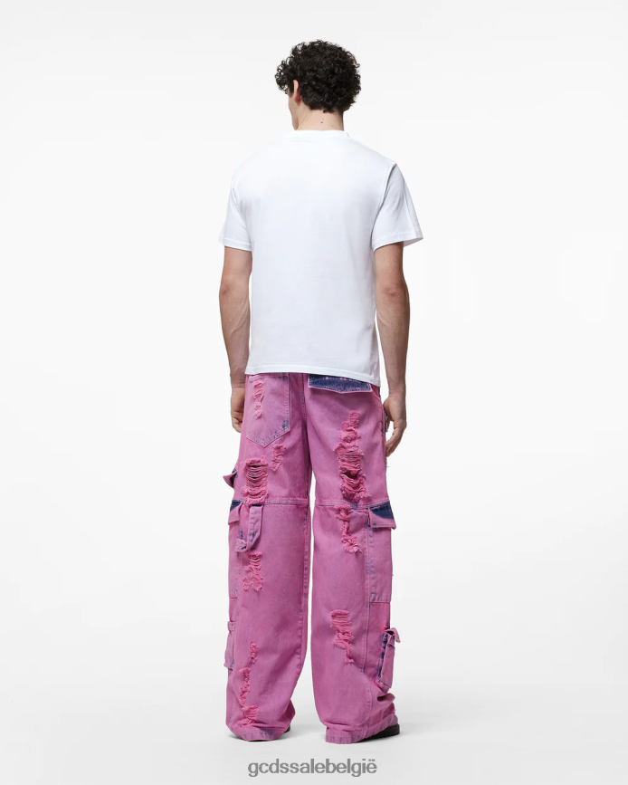 gebleekte ultracargo denim broek Heren GCDS fuchsia kleding 4600VF117