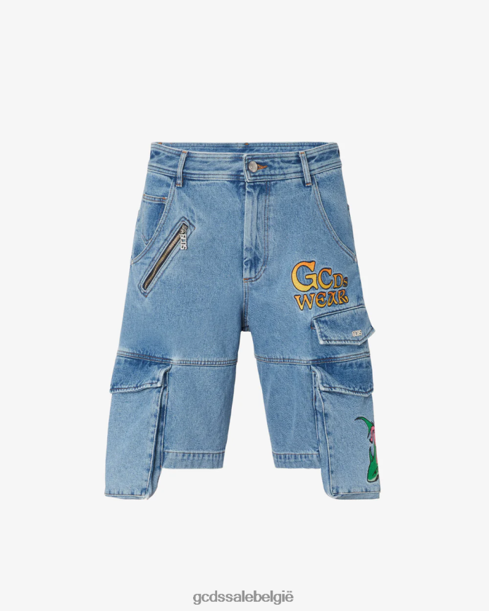 geborduurde ultracargo denimbermuda Heren GCDS nieuw lichtblauw kleding 4600VF126