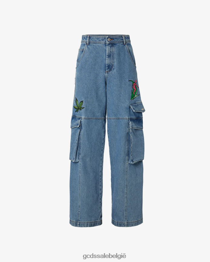 geborduurde ultracargobroek Heren GCDS nieuw lichtblauw kleding 4600VF118