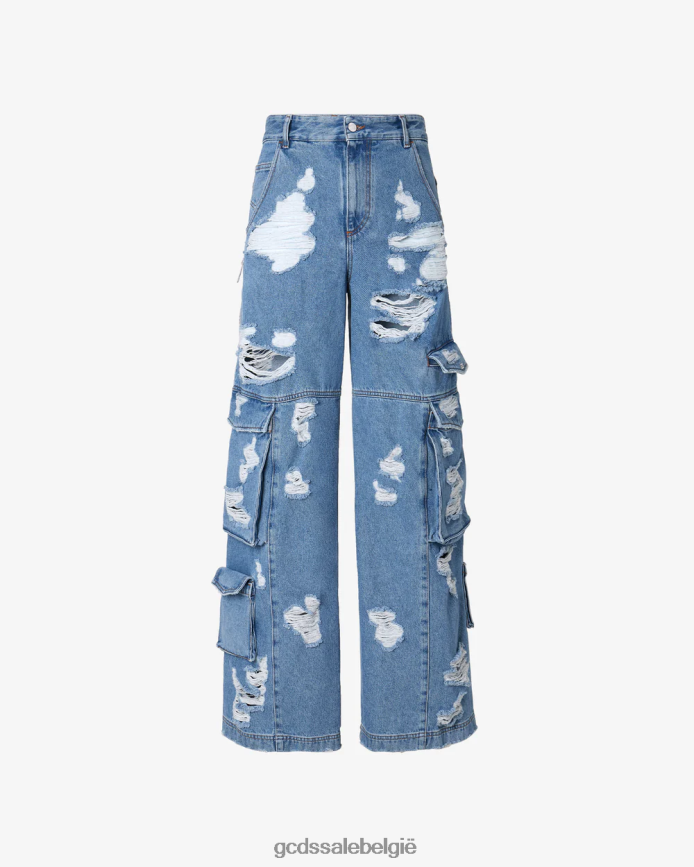 gescheurde ultracargo denim broek Heren GCDS nieuw lichtblauw kleding 4600VF112