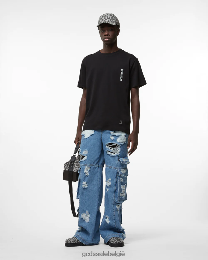 gescheurde ultracargo denim broek Heren GCDS nieuw lichtblauw kleding 4600VF112