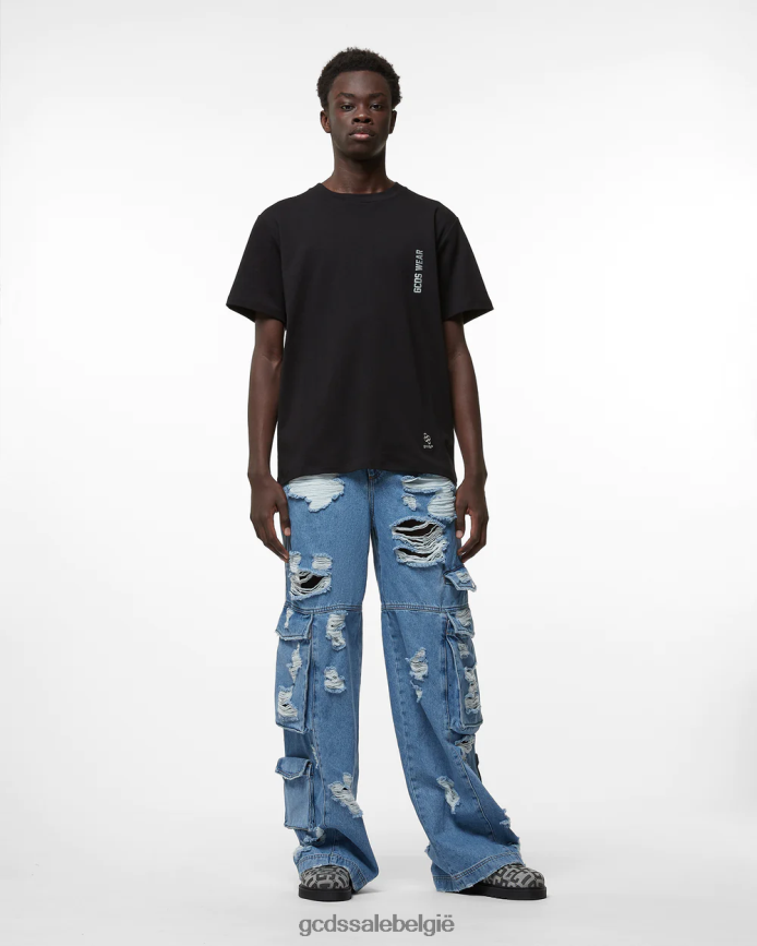 gescheurde ultracargo denim broek Heren GCDS nieuw lichtblauw kleding 4600VF112