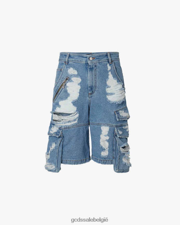 gescheurde ultracargo denimbermuda Heren GCDS nieuw lichtblauw kleding 4600VF125