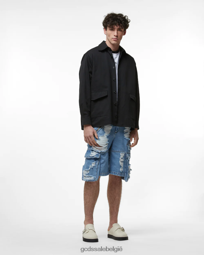 gescheurde ultracargo denimbermuda Heren GCDS nieuw lichtblauw kleding 4600VF125