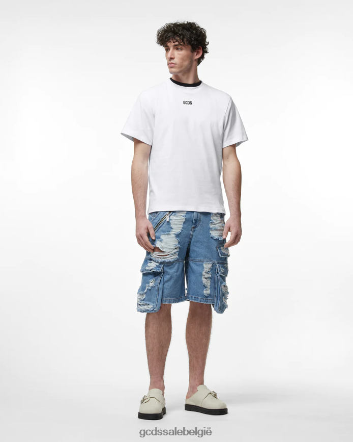 gescheurde ultracargo denimbermuda Heren GCDS nieuw lichtblauw kleding 4600VF125