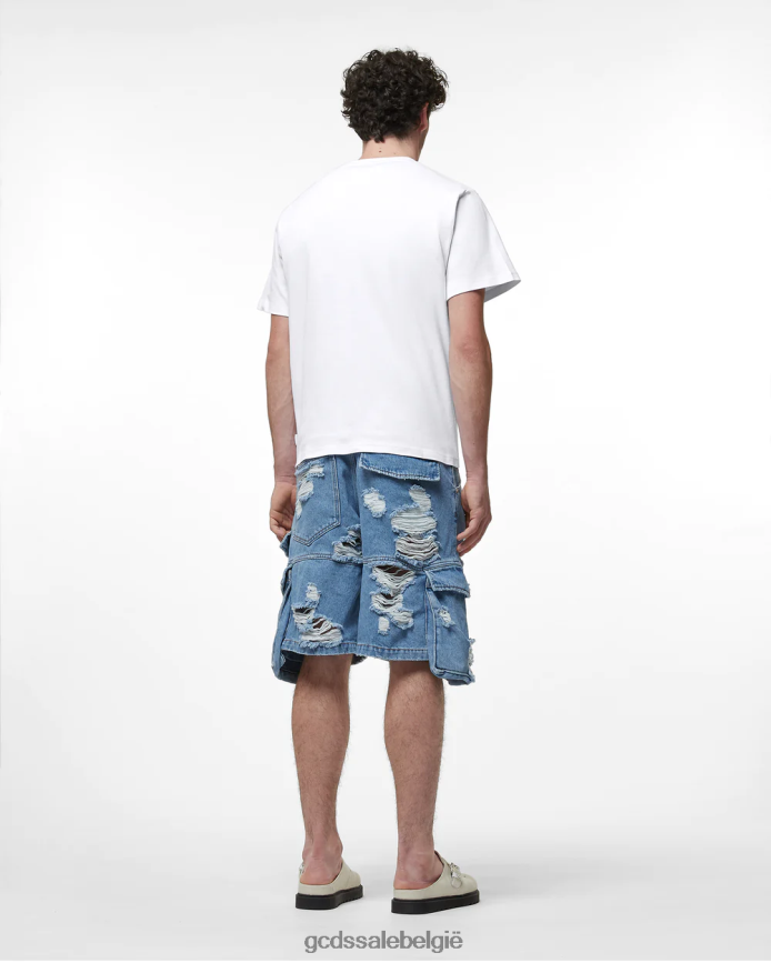 gescheurde ultracargo denimbermuda Heren GCDS nieuw lichtblauw kleding 4600VF125