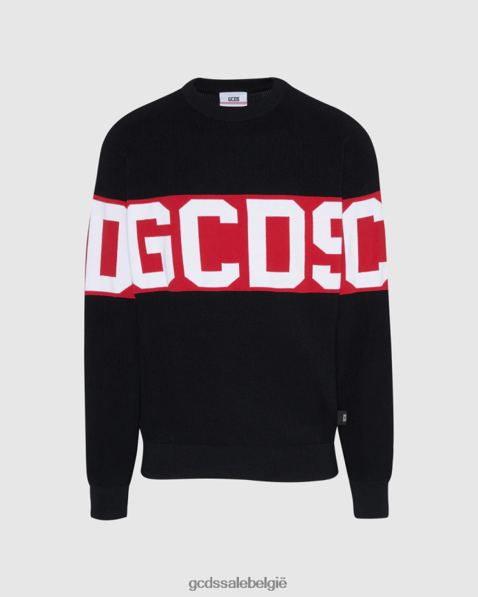 Katoenen trui met logoband Heren GCDS zwart kleding 4600VF43