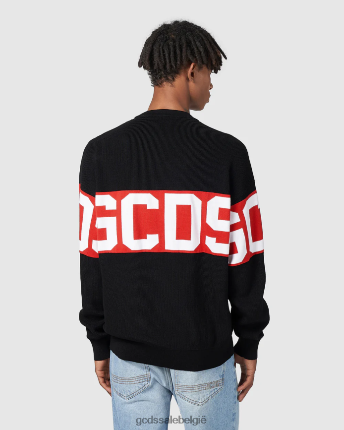 Katoenen trui met logoband Heren GCDS zwart kleding 4600VF43