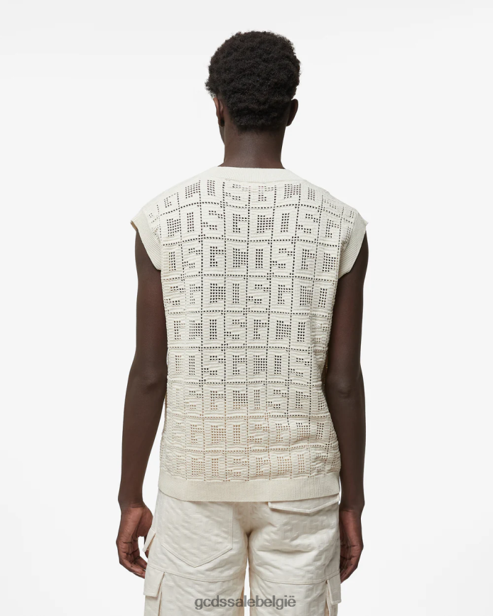 macramé gilet met monogram Heren GCDS gebroken wit kleding 4600VF15