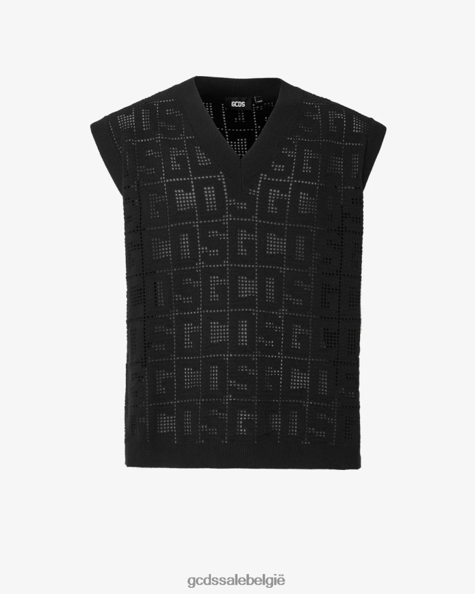 macramé gilet met monogram Heren GCDS zwart kleding 4600VF18