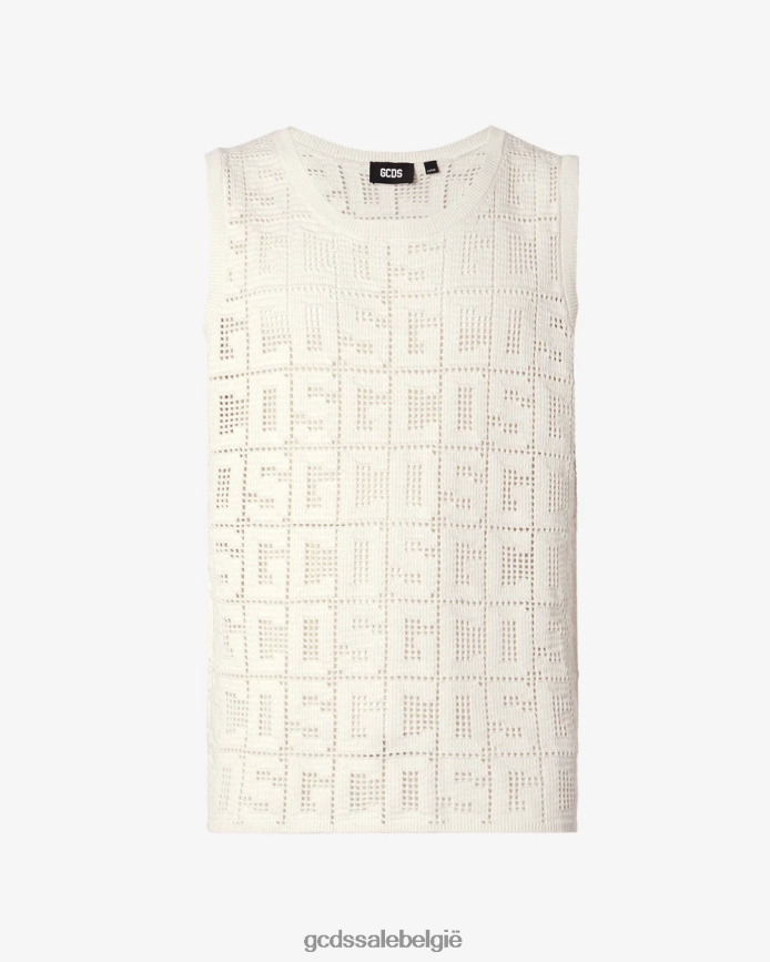 monogram macramé tanktop Heren GCDS gebroken wit kleding 4600VF16