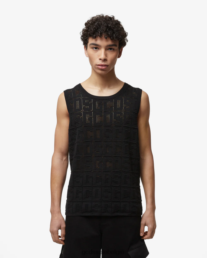 monogram macramé tanktop Heren GCDS zwart kleding 4600VF17