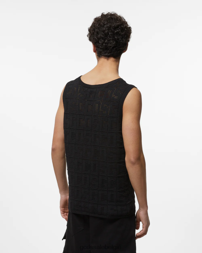monogram macramé tanktop Heren GCDS zwart kleding 4600VF17
