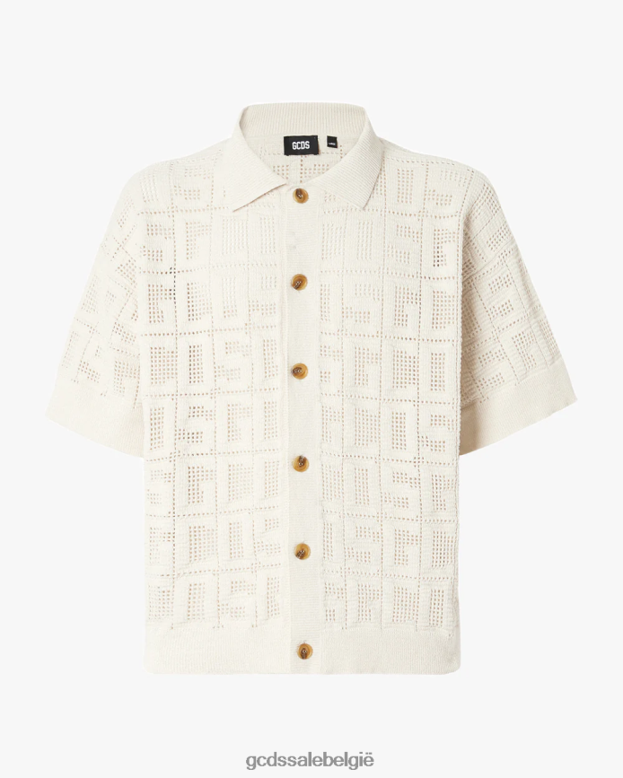 monogram macrame-shirt Heren GCDS gebroken wit kleding 4600VF14
