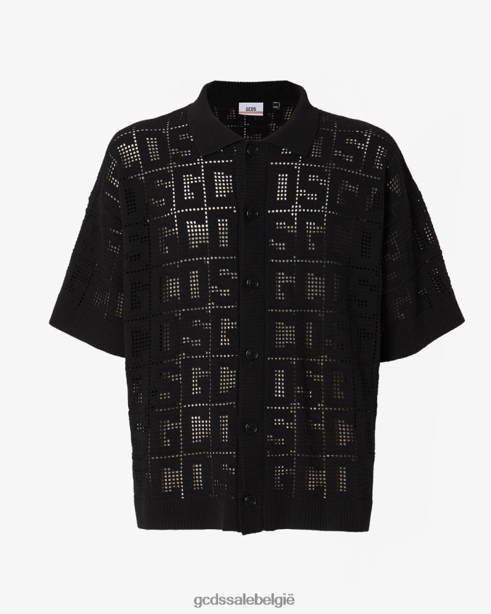 monogram macrame-shirt Heren GCDS zwart kleding 4600VF19