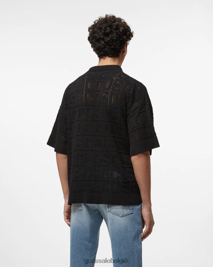 monogram macrame-shirt Heren GCDS zwart kleding 4600VF19