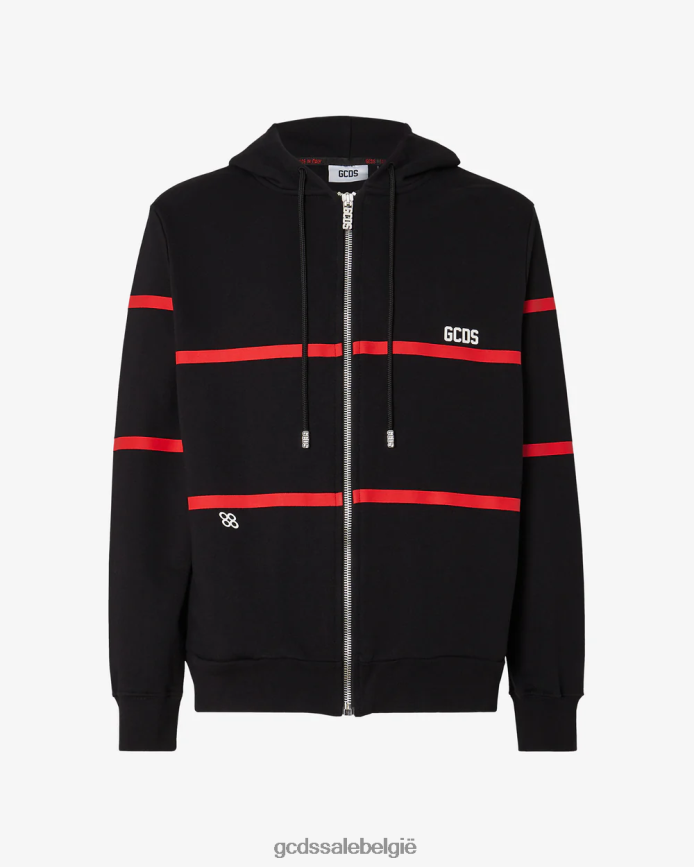 Hoodie met rits en lage logoband Heren GCDS zwart kleding 4600VF56