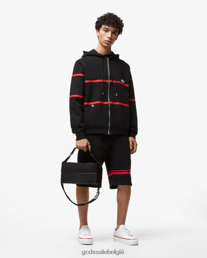 Hoodie met rits en lage logoband Heren GCDS zwart kleding 4600VF56