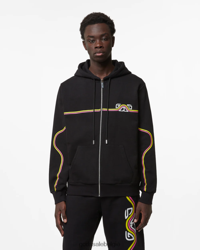 Normale hoodie met golvend logo en ritssluiting Heren GCDS zwart kleding 4600VF67