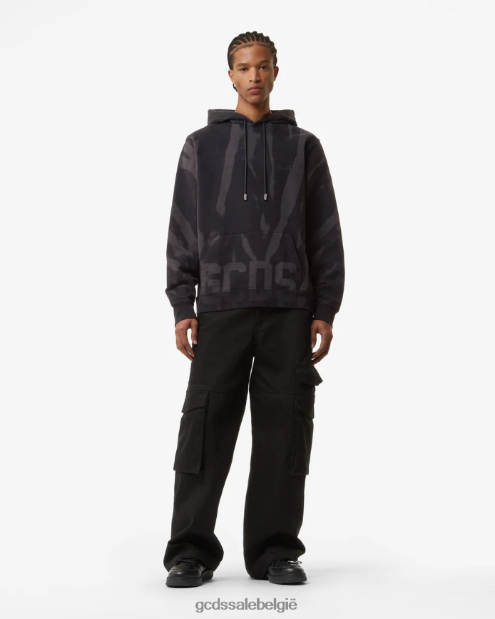 Normale hoodie met lage bandprint Heren GCDS zwart kleding 4600VF64