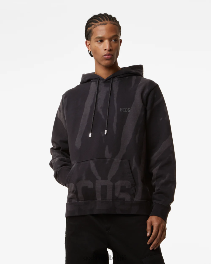 Normale hoodie met lage bandprint Heren GCDS zwart kleding 4600VF64
