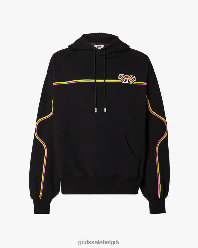 Oversized hoodie met golvend logo Heren GCDS zwart kleding 4600VF65