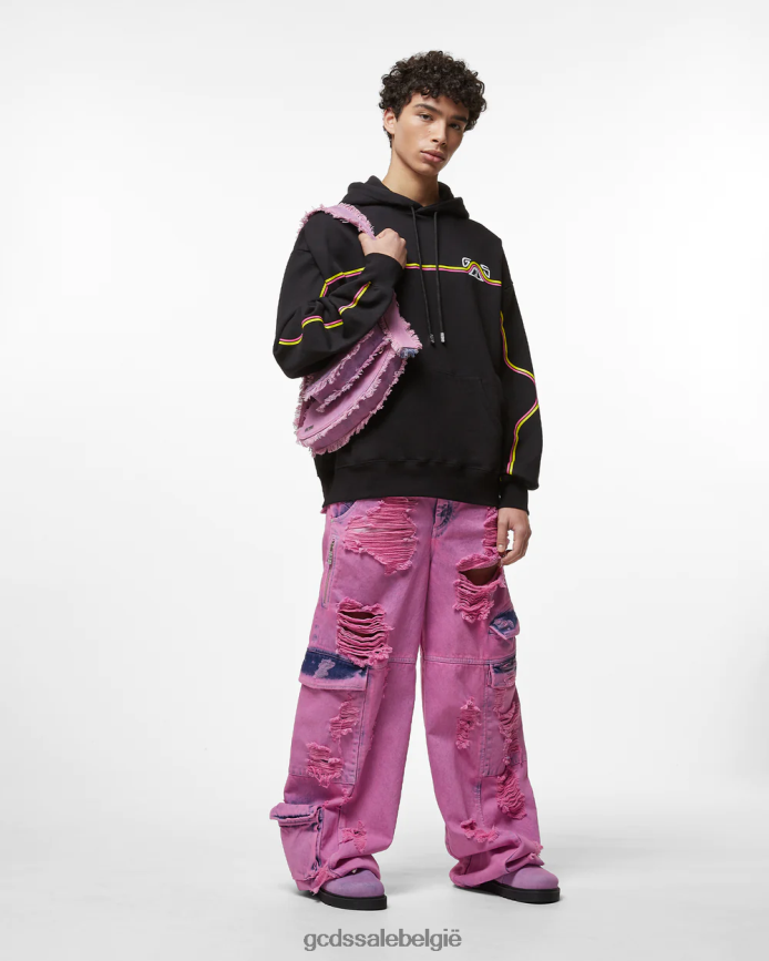 Oversized hoodie met golvend logo Heren GCDS zwart kleding 4600VF65