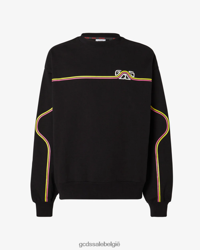 Oversized ronde hals met golvend logo Heren GCDS zwart kleding 4600VF66