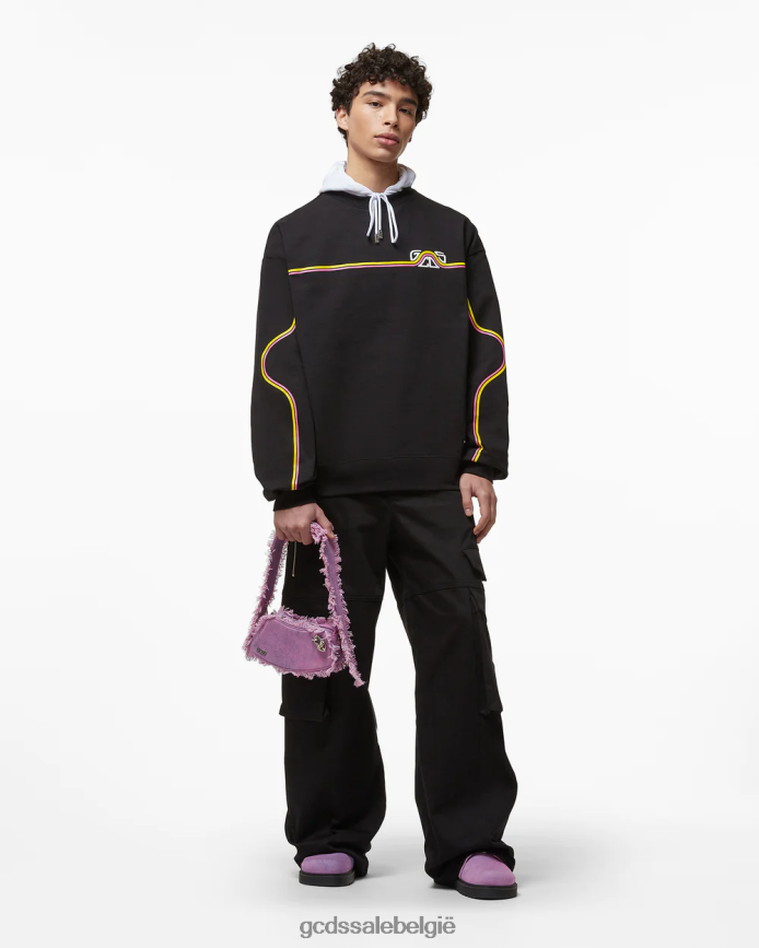 Oversized ronde hals met golvend logo Heren GCDS zwart kleding 4600VF66