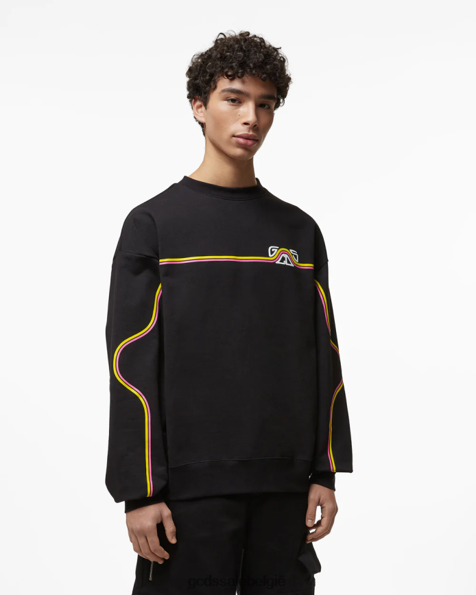 Oversized ronde hals met golvend logo Heren GCDS zwart kleding 4600VF66