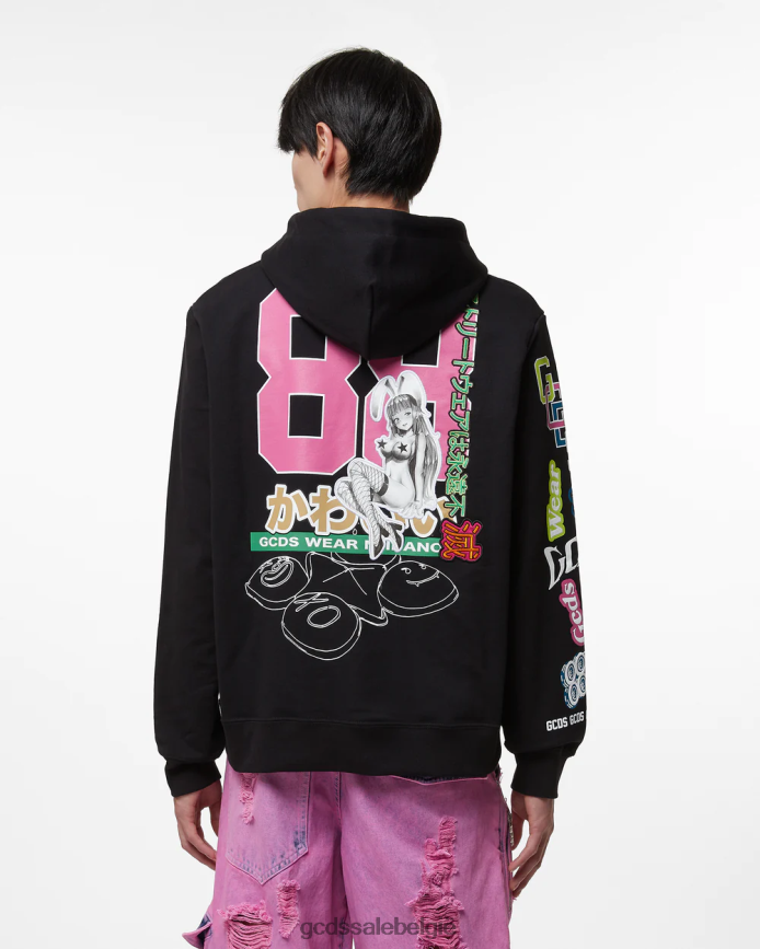 hentai oversized hoodie Heren GCDS zwart kleding 4600VF60