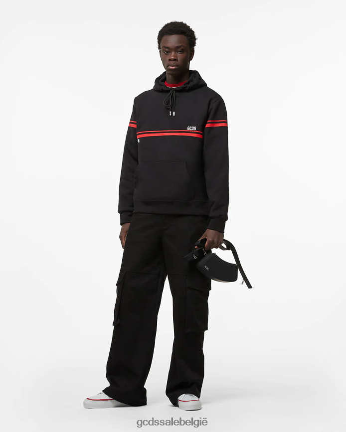 hoodie met lage logoband Heren GCDS zwart kleding 4600VF58