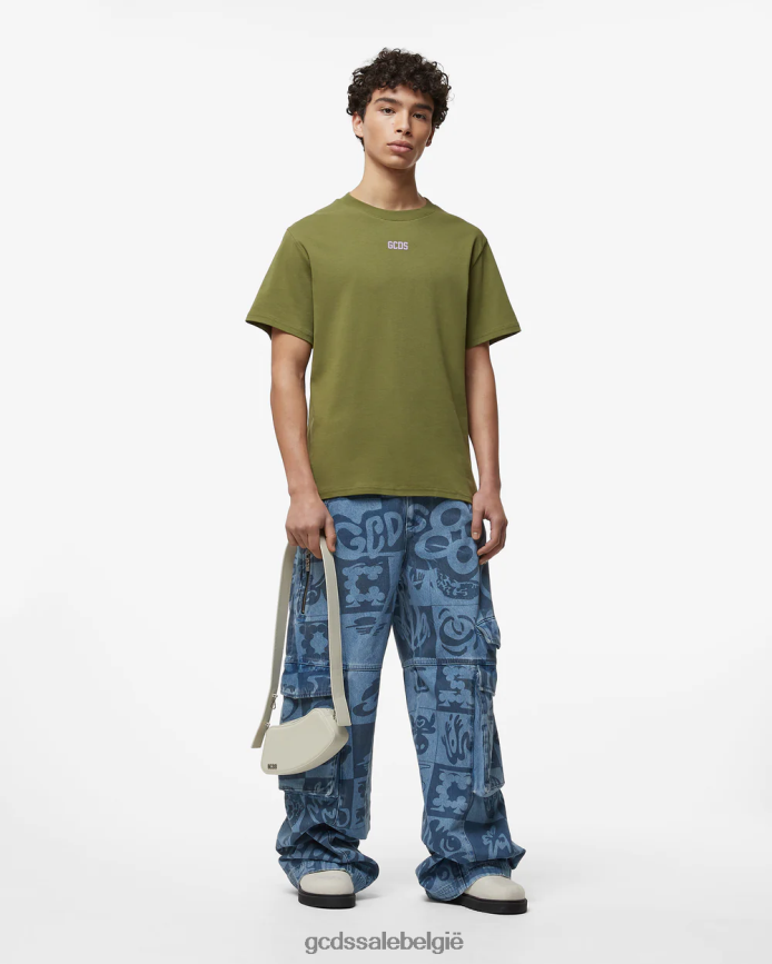 Normaal T-shirt met eco-logo Heren GCDS militair groen kleding 4600VF107