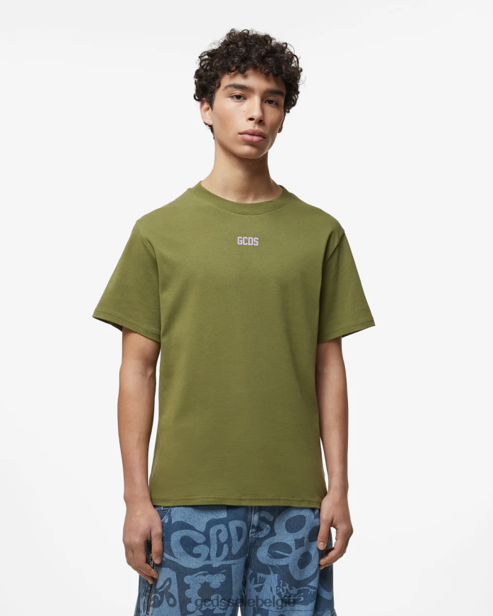 Normaal T-shirt met eco-logo Heren GCDS militair groen kleding 4600VF107