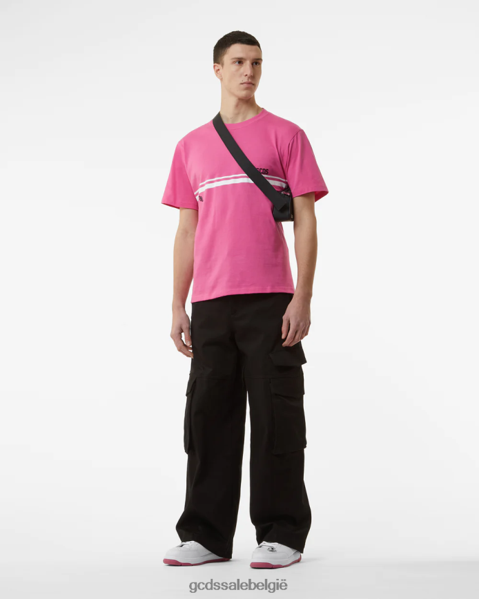 Normaal T-shirt met lage logoband Heren GCDS fuchsia kleding 4600VF93