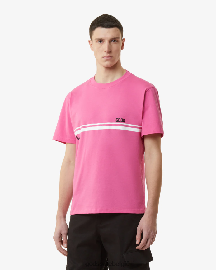 Normaal T-shirt met lage logoband Heren GCDS fuchsia kleding 4600VF93