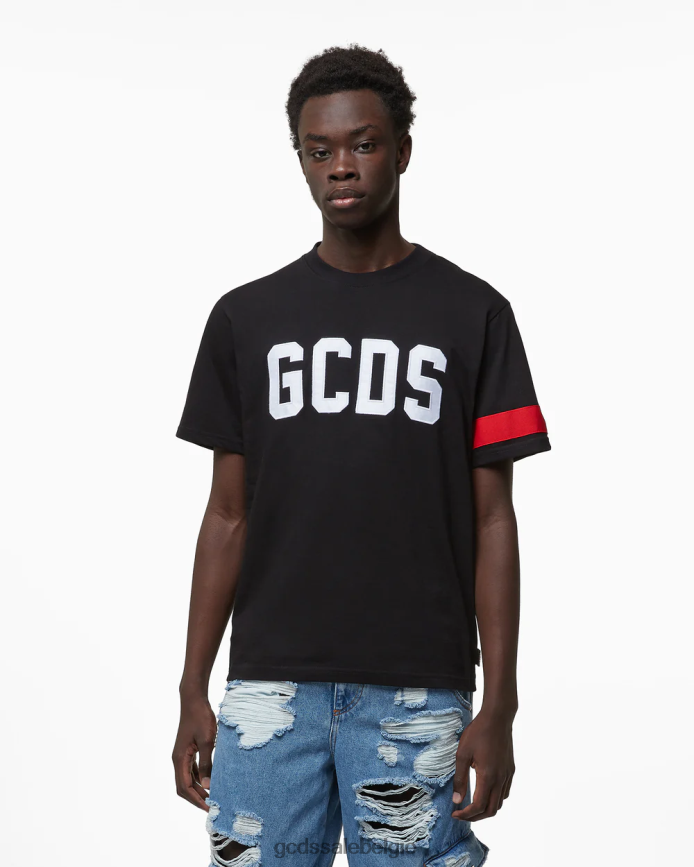 Normaal T-shirt met logo Heren GCDS zwart kleding 4600VF79