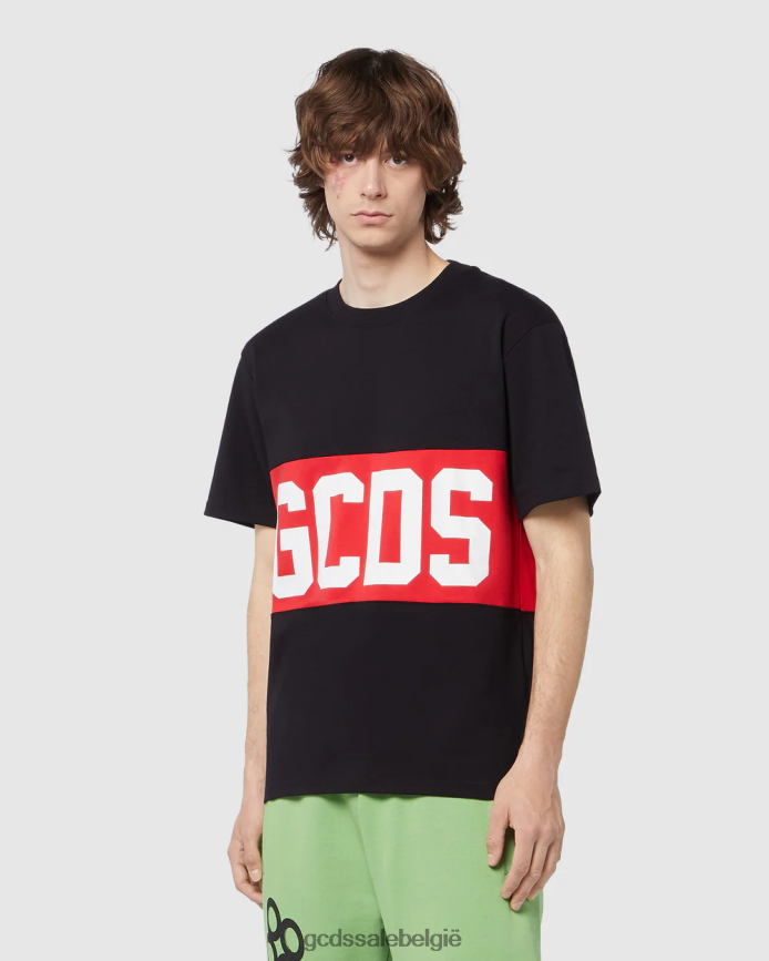 Normaal T-shirt met logoband Heren GCDS zwart kleding 4600VF310