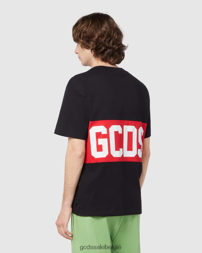 Normaal T-shirt met logoband Heren GCDS zwart kleding 4600VF310