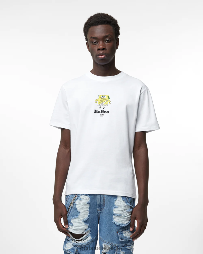 SpongeBob Italico basis-T-shirt Heren GCDS wit kleding 4600VF89