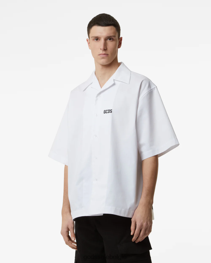 bowlingshirt met lage band Heren GCDS wit kleding 4600VF86